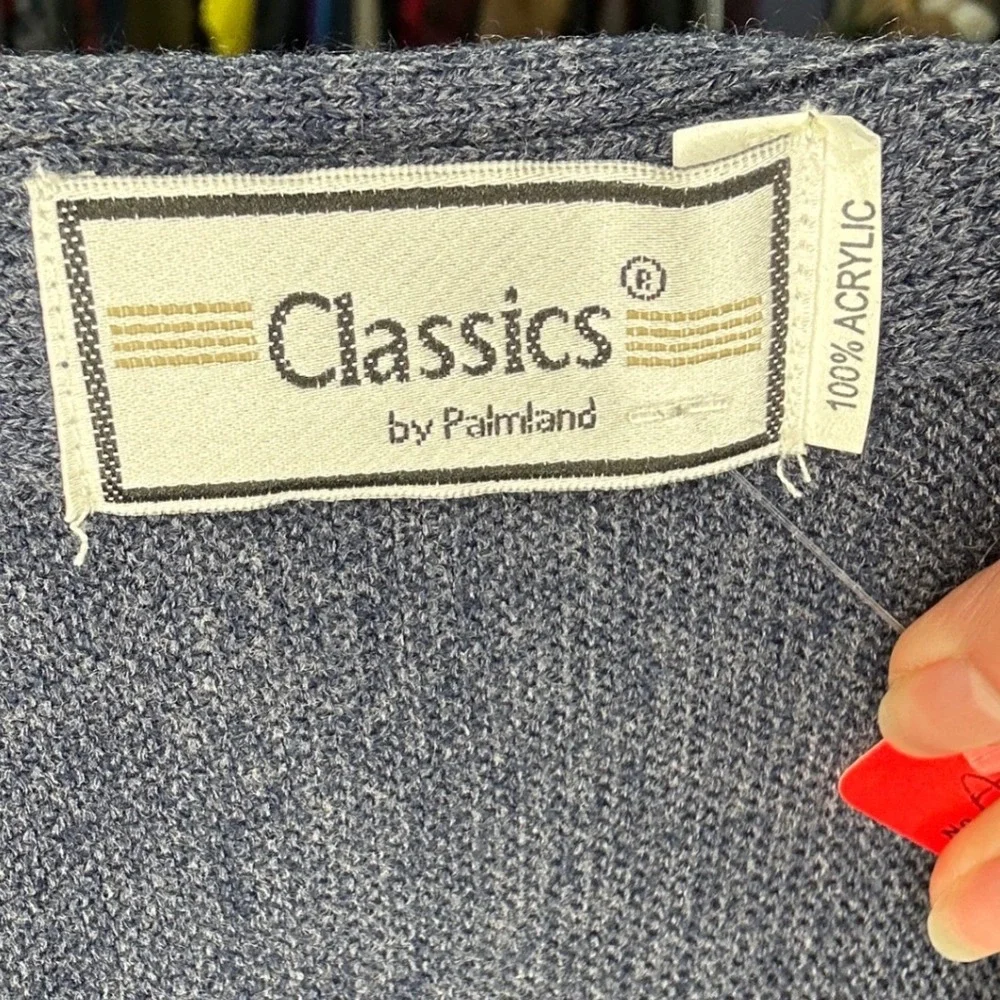 Classics by PalmLand Vintage Mens Dark Blue‎ Acrylic Button Up Cardigan Sweater